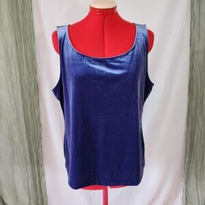 Talbots Blue Sleeveless Felt Soft Stretch Blouse Size XL p